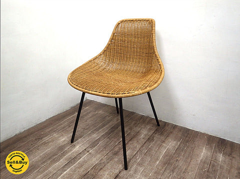 イデー / IDEE 現行 『 バーバスチェア / BARBAS CHAIR 』 ラタン × アイアン ～ ゆったりとした座り心地を提供してくれる有機的なフォルムのナチュラルな藤材編込シート ～