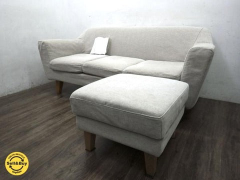 Momo natural モモナチュラル Dico カバーリング３人掛けソファ オットマン付き　～ 滑らかな曲線と丸く可愛らしいシルエットのソファ 【買取と販売とレンタルのお店】