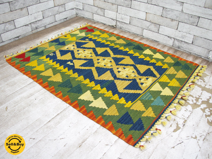 キリム 柄 ラグ マット 110cm×85cm 中古品 買い取りしました。祖師谷大蔵店 出張買取もお任せ下さい。