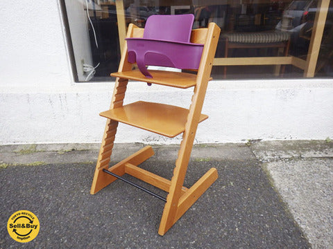 ストッケ STOKKE トリップトラップ 新型 チェリー 紫ガード付 『 人気のチェリー色と鮮やかなパープル色のガードが美しい☆ 』【買取と販売とレンタルのお店】