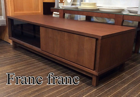 フランフラン Franc franc 『 アコルド 』 アッシュ材 テレビボード ブラウン ～ テレビ周りをスタイル良く収納する 【買取と販売とレンタルのお店】