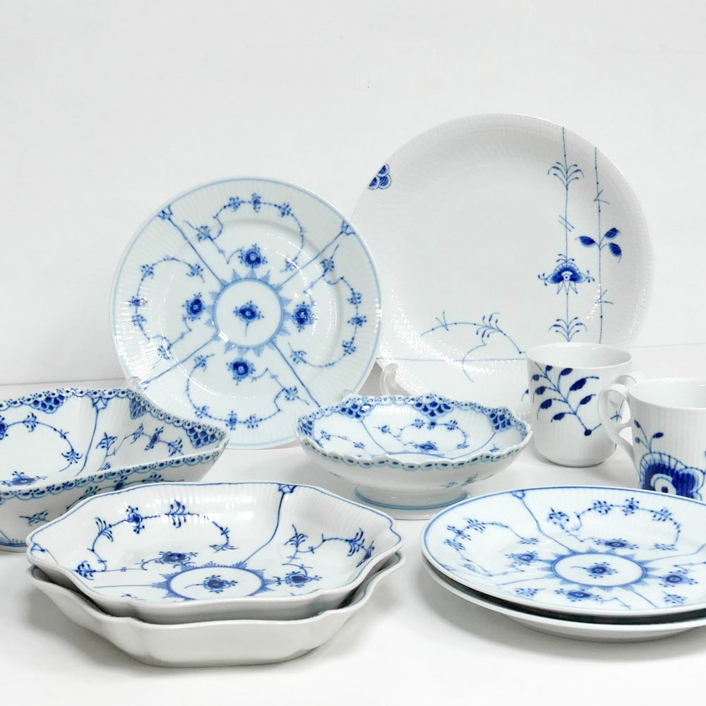 【祖師ヶ谷大蔵店】ロイヤルコペンハーゲン ROYAL COPENHAGEN ブルーフルーテッド Blue Fluted ＆ ブルーパルメッテ Blue Palmette プレート ボウル コンポート 計8点 買取させていただきました。