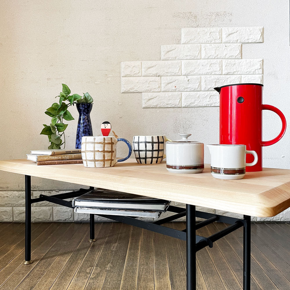 モモナチュラル MOMO Natural ヴィボ VIBO LOW TABLE EDGE TOP ローテーブル W102cm アルダー材 × スチール脚 BS LEG 40 オーダー仕様 ～個性的でナチュラル～