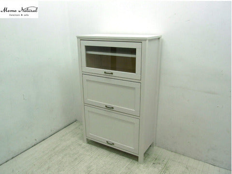 ■ ～ガーリーホワイトがお部屋を可愛く彩る～　momonatural/モモナチュラル CIELE シリーズ　フラップ扉3段キャビネット【買取と販売とレンタルのお店】