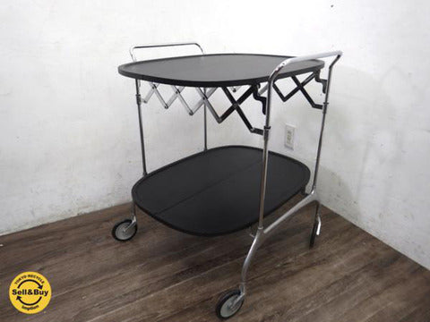 Italy Kartell / カルテル社 『 ガストーネ 』 フォールディング ワゴン イタリアデザイン界の巨匠A.チッテリオ シックな色調と流線型のフレームが織り成す一歩差の付く小粋な機能的ワゴン！