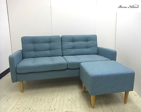 美しき青のトラディショナルなソファ～モモナチュラル "VOLDA" 3p Sofa + Stool