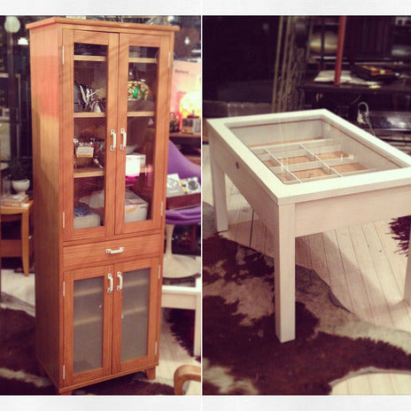 寒い冬だからこそ温かみのある家具を。。。Momo Natural (モモナチュラル)LANDカップボード＆廃番モデルのコレクションテーブル☆ 【出張買取＆販売＆レンタル】