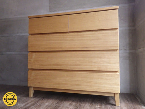 無印良品 MUJI / タモ材 4段 チェスト 整理箪笥 フルオープンレール ～ ナチュラルな雰囲気を感じられれる家具【買取と販売とレンタルのお店】