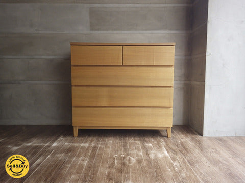 無印良品 MUJI / 廃盤 希少！ タモ材 チェスト 4段 フルオープンレール 幅95.5cm ～ ナチュラルなタモ材が優しく空間に馴染みます。 【買取と販売とレンタルのお店】