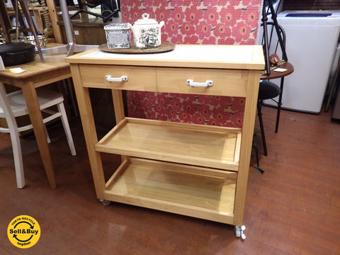 MOMO natural　モモナチュラル　LAND ランド　パイン材　キッチンワゴン　キャスター付 ～　台所の可愛らしいパートナー　【買取と販売とレンタルのお店】