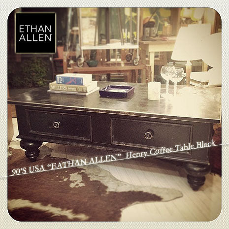 邸宅や広いリビングに合うシックでラグジュアリーなテーブル。。。USA・ETHAN ALLEN (イーセンアーレン) Henry Coffee Tableブラック 廃盤カラー  【出張買取＆販売＆レンタル】