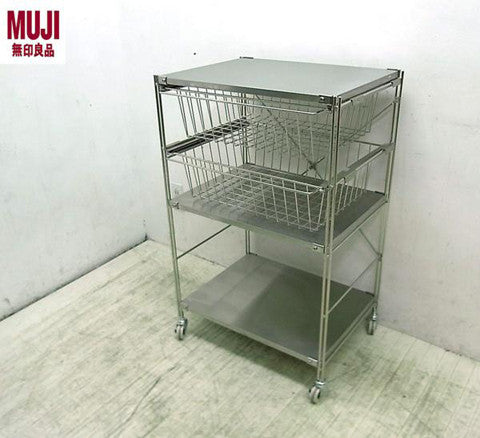お手入れ簡単！ MUJI / 無印良品 収納力・機動性・丈夫さの三拍子揃った汎用性の高い『 ステンレスユニットシェルフ（ ステンレス棚セット・小 ）＋オプション 』入荷！！