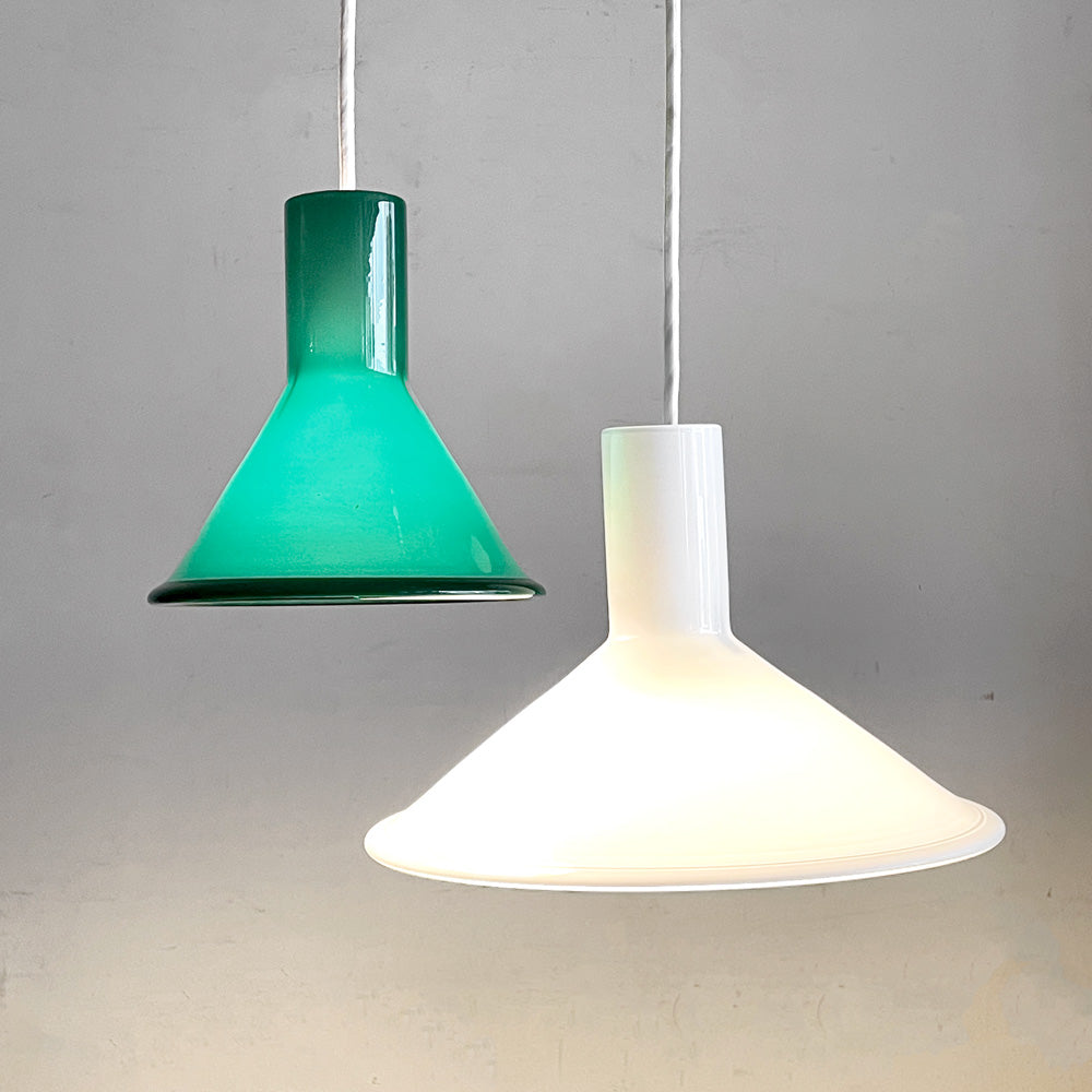 【自由が丘店】ホルムガード Holmegaard P＆T PENDEL ペンダントライト ホワイトガラス ＆ グリーンガラス マイケル・バング デンマーク ビンテージ 北欧照明 買取させていただきました。