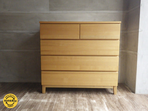 無印良品 MUJI / 廃盤 希少！ タモ材 チェスト 4段 フルオープンレール 幅95.5cm ～ ナチュラルなタモ無垢材が作り出す優しい雰囲気の逸品！ 【買取と販売とレンタルのお店】