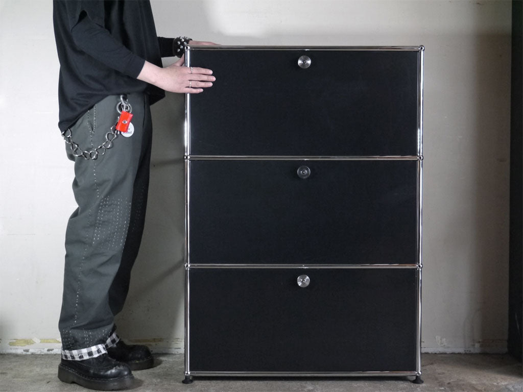 USMハラー USM Haller モジュラーファニチャー ハラーシステム キャビネット グラファイトブラック 1列3 段 フリッツ・ハラー ～堅牢な柔軟性～