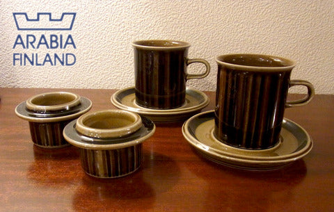 朝食はコレで決まり！ ARABIA（アラビア）の名作定番！！ 6～70'sヴィンテージ　ウラ・プロコッペデザイン『Kosmos』シリーズのカップ＆ソーサーとエッグスタンド 【出張買取＆販売】