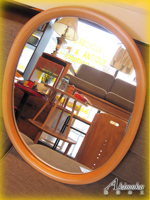 グッドデザイン賞受賞！ 柳宗理デザインの名作ウォールミラー！！ Akimoku / 秋田木工 希少・廃番特大サイズの 『 壁掛け・姿見・鏡 / 大判型・生地色 』 入荷！！！