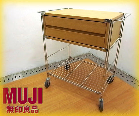用途は自由！ 思い思いの使い方が楽しめる小回りの効く便利なアシスタント♪ MUJI （ 無印良品 ） 『 タモ材 ボックスキッチンワゴン・セット  』 【買取＆販売＆レンタル】