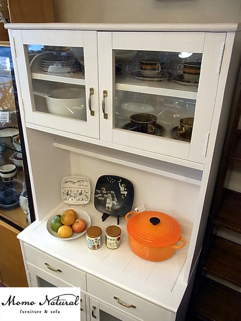 キッチンをお洒落にすれば料理もきっとおいしくなる♪～ Momo Natural/モモナチュラル　LANDシリーズ  ホワイト キッチンキャビネット　パイン材 【買取と販売とレンタルのお店】