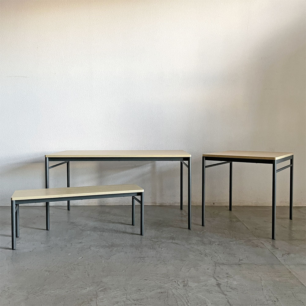 【登戸BASE店】マスターウォール MASTERWAL レ・フォルメ Les Formes ブルエ BLEUET ダイニングテーブル W140cm / W120cm & ベンチ ウッドトップ 佐々木章行 廃番 未使用保管品 買取させていただきました。