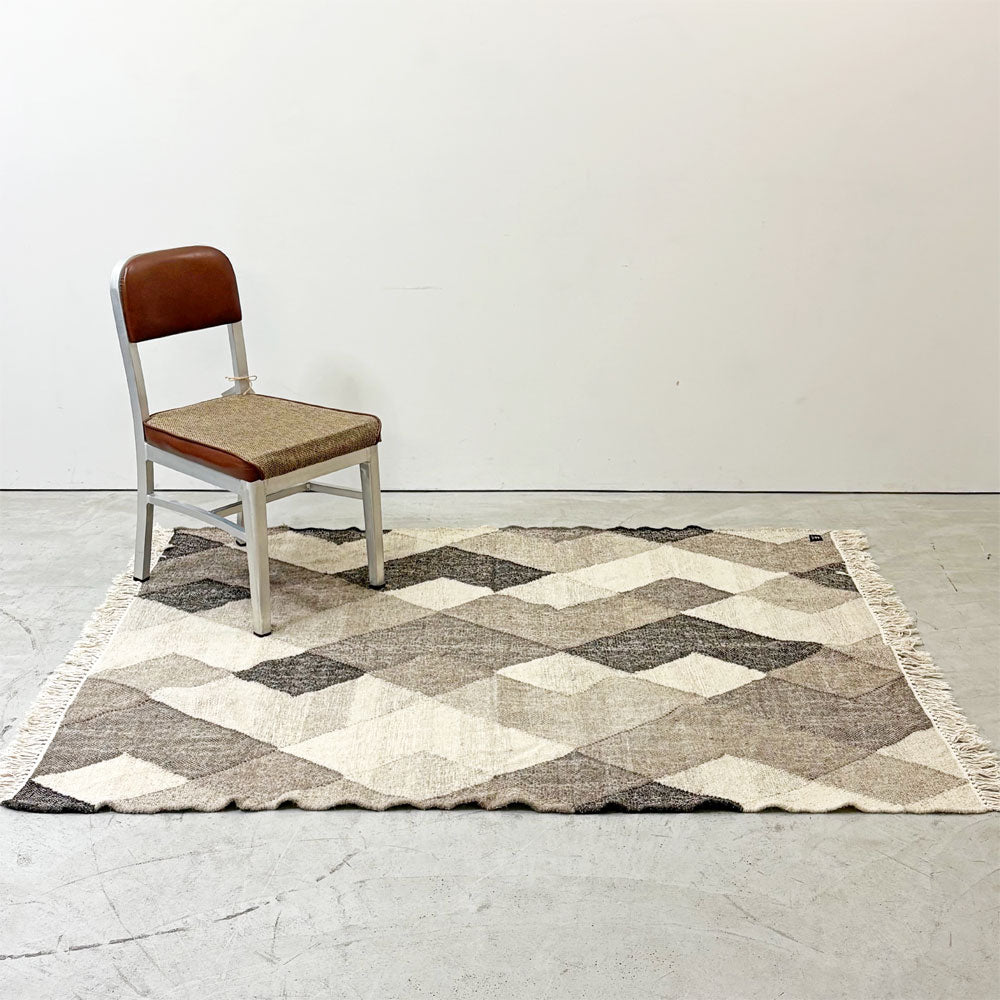 【祖師ヶ谷大蔵店】ノーチェ NOCE ウールモザイクラグ WOOL MOSAIC RUG 手機織り インドキリム ラグマット インド綿 197 × 146 cm ブラウン系 買取させていただきました。