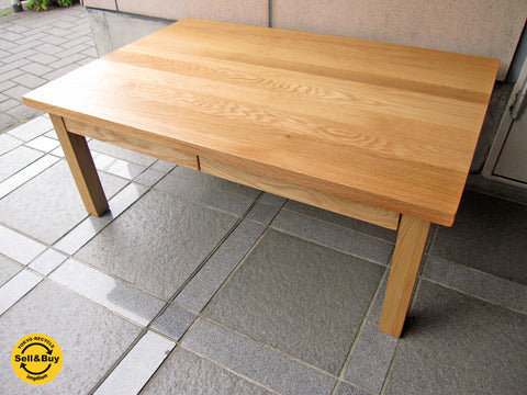 現行・展示美品！ MUJI / 無印良品 無垢材 『 ローテーブル 』 北米産ホワイトオーク無垢材 ・ 引出付 ～日本の住環境を考えた使い勝手の良い定番商品 （ 文机・リビングテーブルに… ）～
