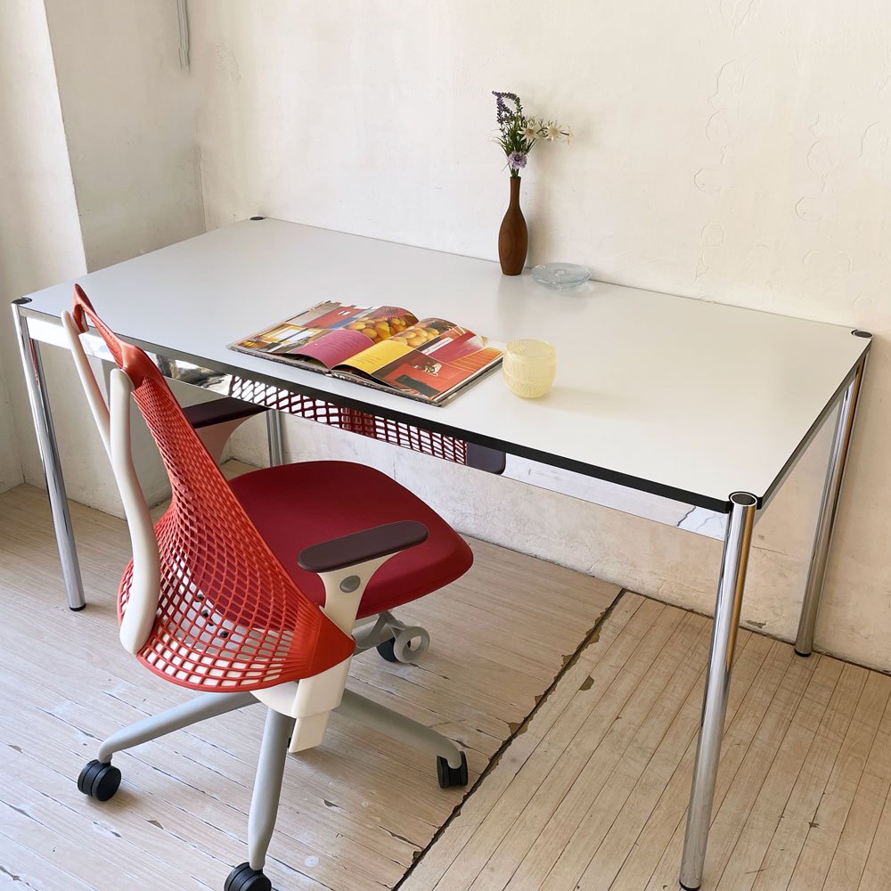 【下北沢店】ユーエスエム ハラー USM Haller モジュラーファニチャー ハラーテーブル ワーキングデスク パールグレーラミネート(ホワイト) アジャスター 高さ調整機能付 スイス 買取させていただきました。