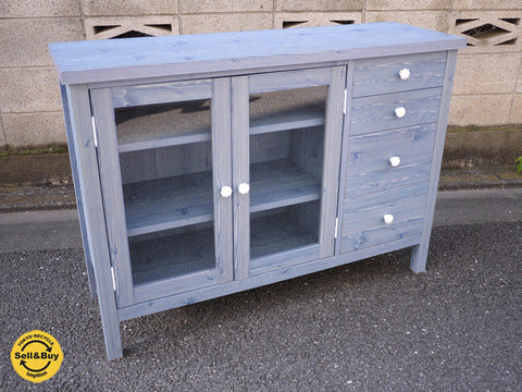 Momo Natural モモナチュラル サイドボード 食器棚 カントリー ブル【買取と販売とレンタルのお店】