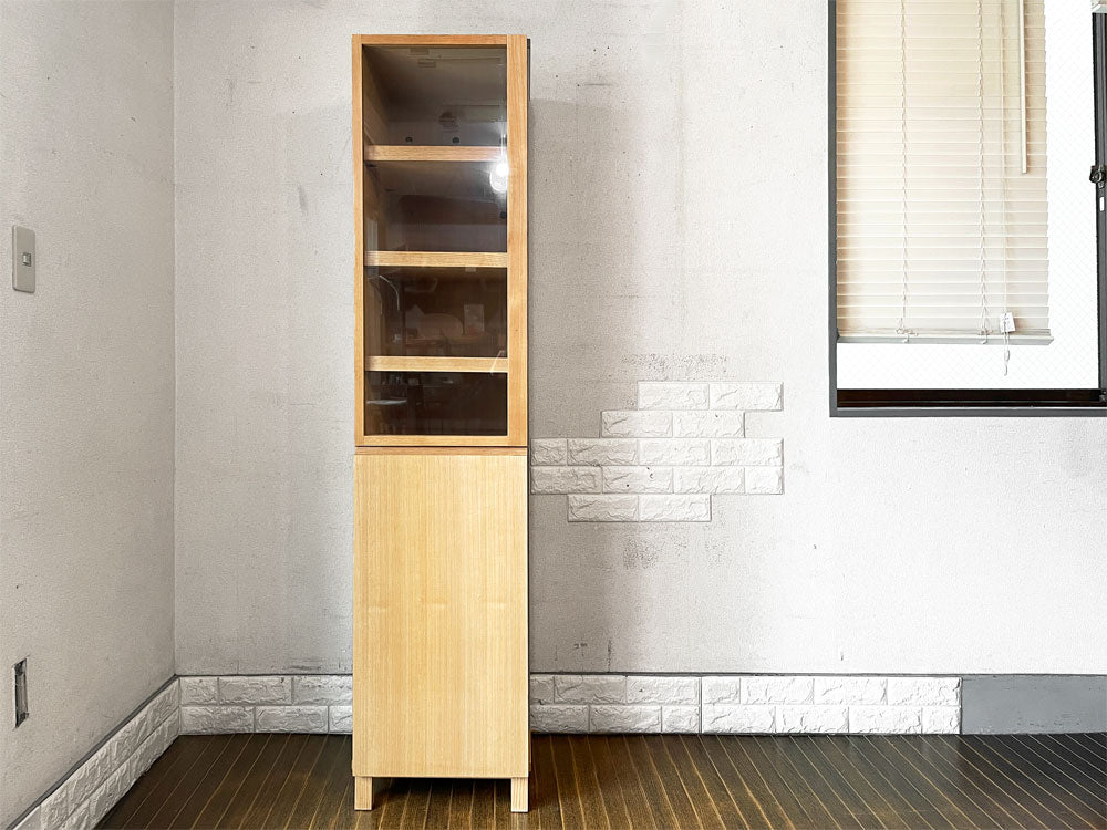 無印良品 MUJI 組み合わせて使える木製収納 タモ材 スリム キャビネット カップボード ガラス扉 木製扉 W40cm 廃番 中古品  買い取りしました。
