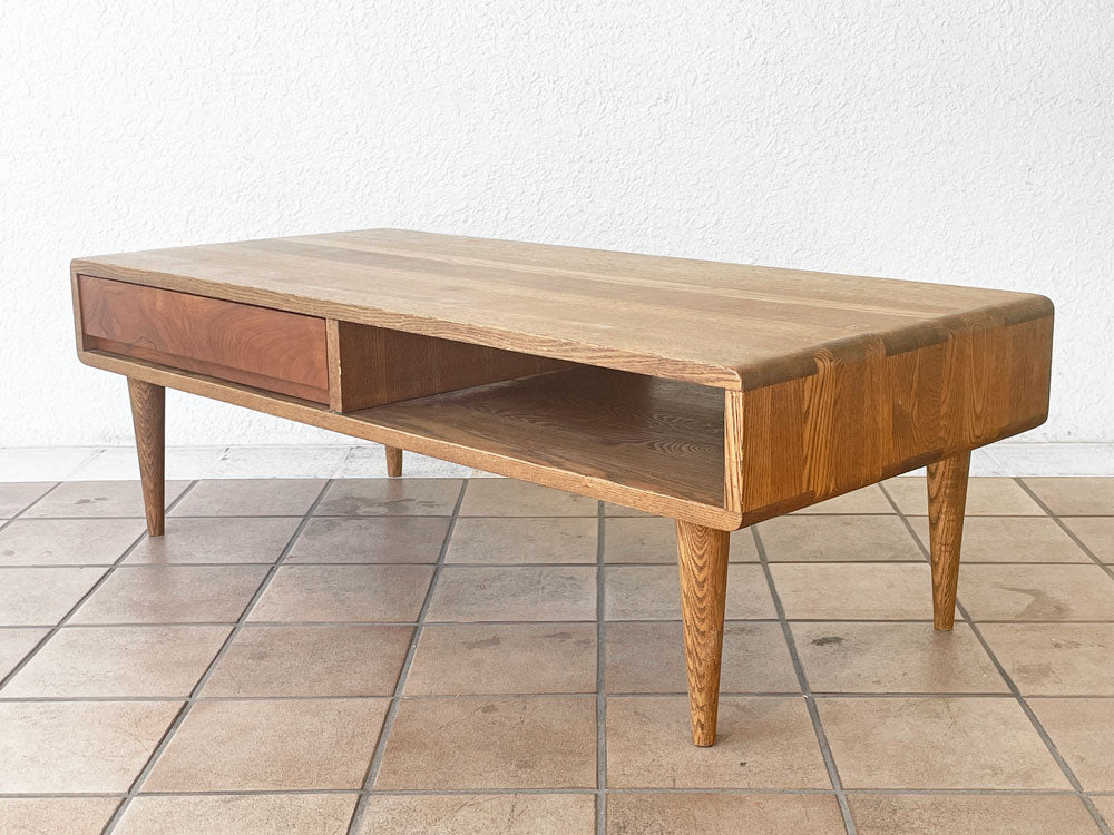 アクタス ACTUS シンフォニー Symphony リビングテーブル コーヒーテーブル AVボード アッシュ×ウォールナット 北欧スタイル W110cm 廃盤 中古品 買い取りしました。