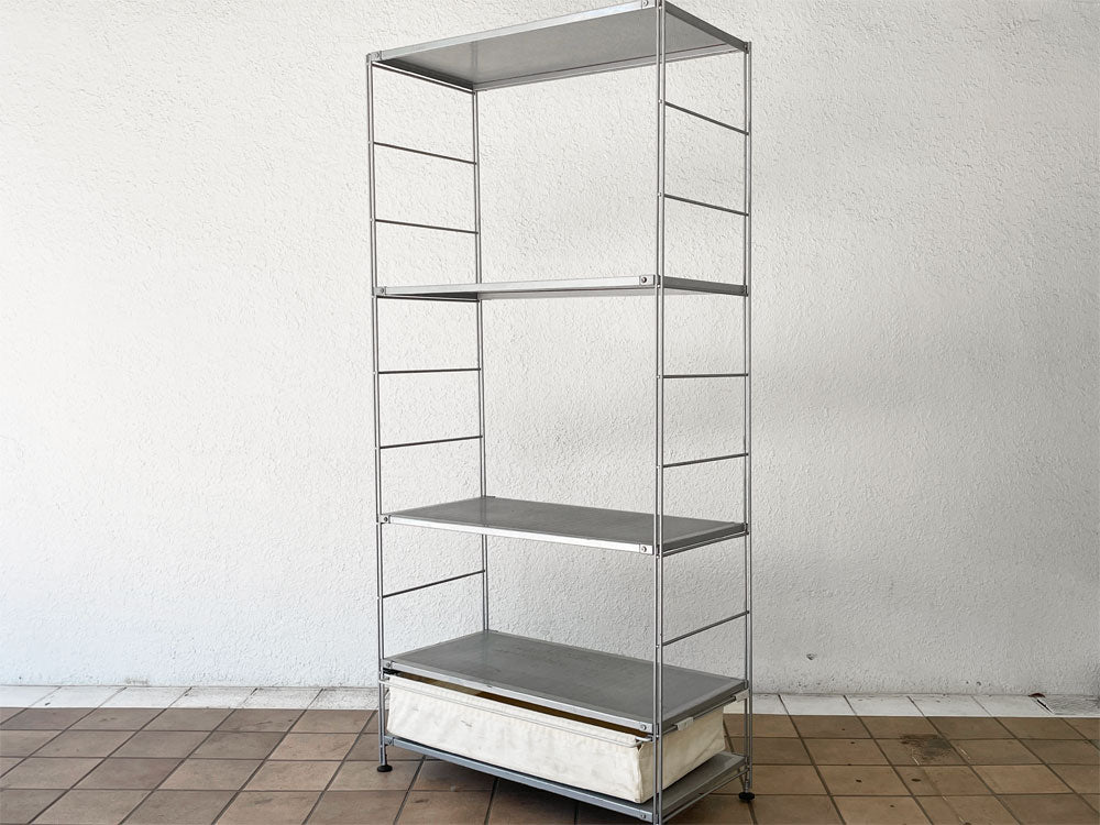 無印良品 MUJI スチールユニットシェルフ 4段＋帆布バスケット パンチングボード ライトグレー W84cm 廃盤 中古品 買い取りしました。