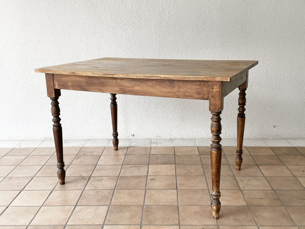 ヨーロピアンビンテージスタイル European Vintage Style ダイニングテーブル ワークテーブル ターンドレッグ W120cm 中古品 買い取りしました。