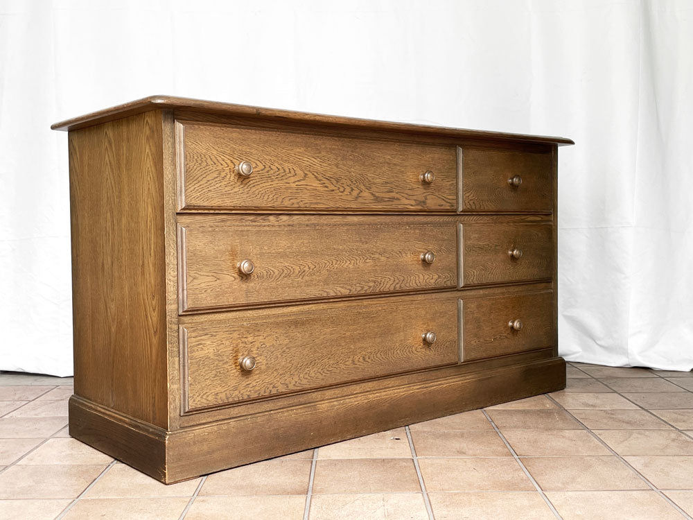 ダックス DUX ローチェスト ワイドチェスト 箪笥 3段6杯 ナラ材 オーク材 ハンドメイド家具 W128cm 中古品 買い取りしました。