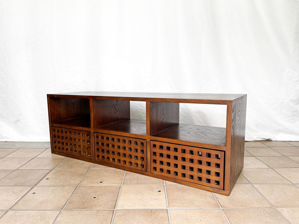 エーフラット a.flat キューブ Cube テレビボード AVボード アッシュ無垢材 引き出し3杯 W116cm アジアンモダンスタイル 定価￥76,417- 中古品 買い取りしました。
