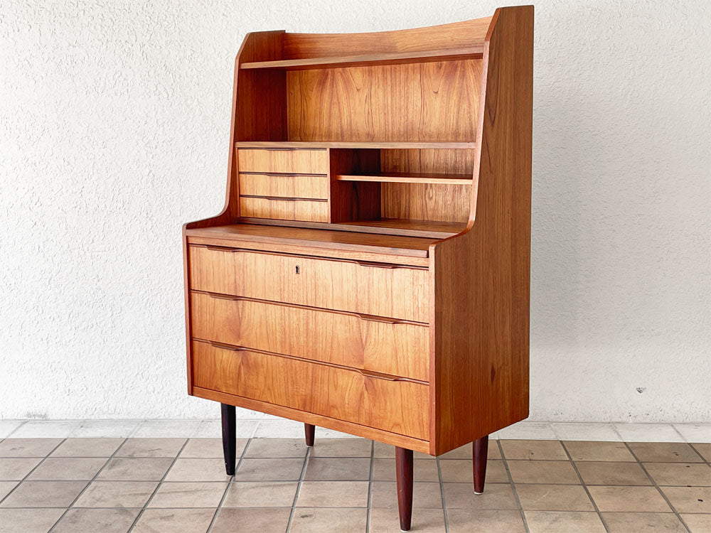 デンマークビンテージ Danish Vintage ライティングビューロー デスク ブックシェルフ チーク材 抽斗6杯 北欧家具 中古品 買い取りしました。