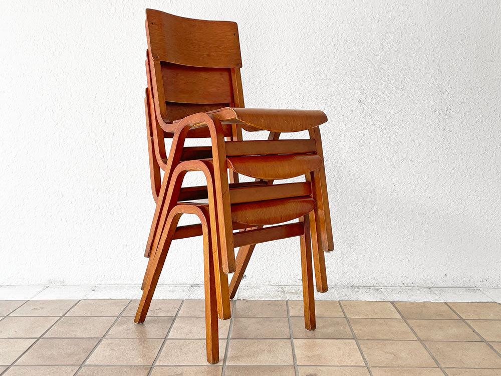 UKビンテージ vintage school chair スクールチェア デスクチェア ダイニングチェア ビーチ材 プライウッド スタッキング ロイズアンティークス購入品 3脚 中古品 買い取りしました。
