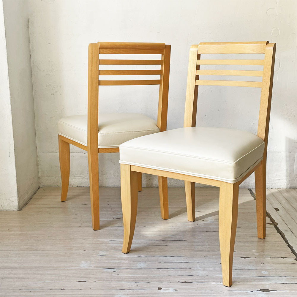 【下北沢店】カッシーナイクスシー Cassina ixc. カジノ CASINO ダイニングチェア ビーチ材 レザーシート オフホワイト系 フィリップ・ユーレル Philippe Hurel 2脚 買取させていただきました。