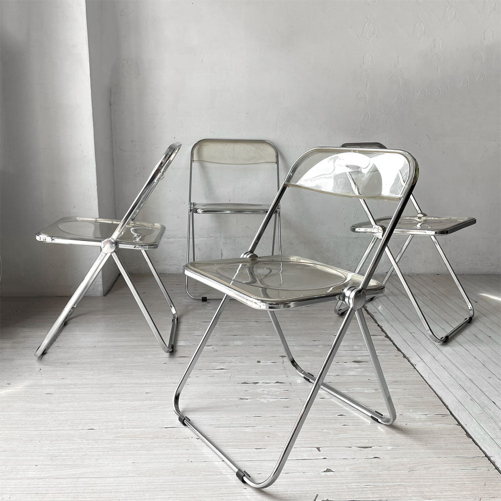 【下北沢店】アノニマカステッリ ANONIMA CASTELLI プリアチェア PLIA チェア クリア クロームフレーム 折り畳み ジャンカルロ・ピレッティ イタリア 4脚 買取させていただきました。