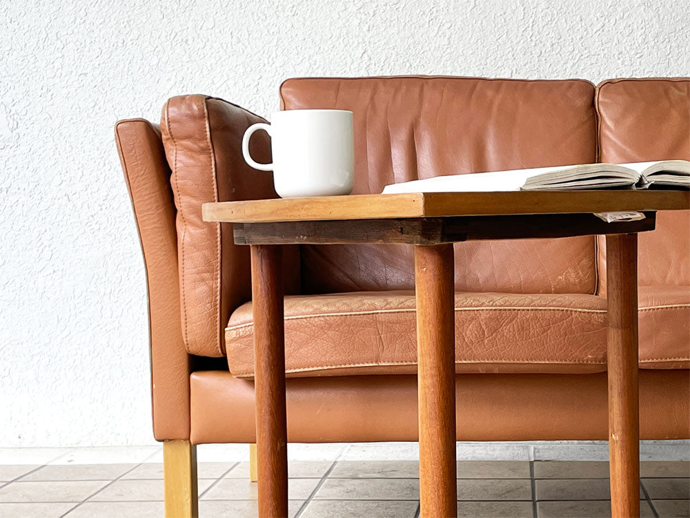 デンマークビンテージ Danish Vintage 2人掛け ソファ レザー ブラウン ビーチ材 ボーエ・モーエンセンスタイル 北欧 ～ レザークッションの一つ一つに至るまでが、極上のクオリティ。 ～