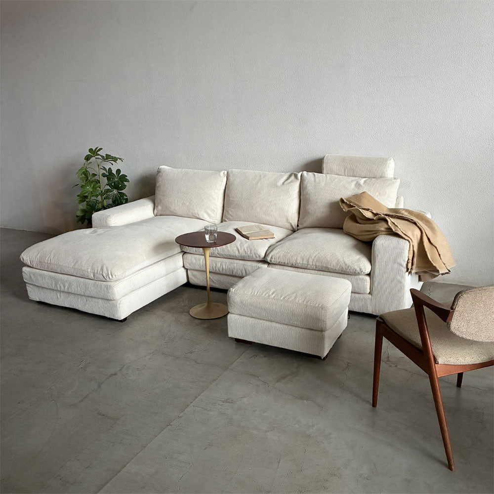 アクタス ACTUS × フクラ HUKLA トリノ TORINO カウチソファ + 別売 オットマン スツール & ヘッドレスト 付属 W255cm カバーリング仕様 ～ インテリア先進国ドイツの最先端技術と古から続く日本の伝統技術の融合 ～