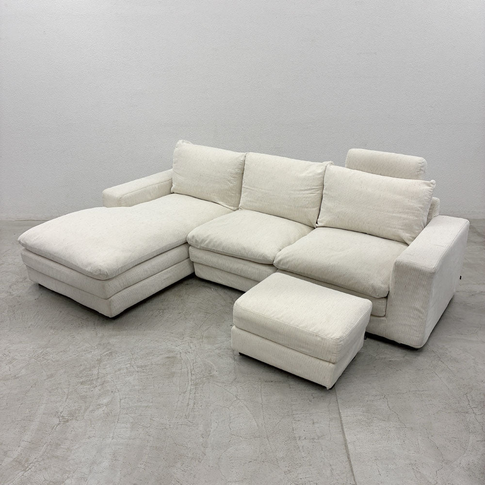 【登戸BASE店】アクタス ACTUS × フクラ HUKLA トリノ TORINO カウチソファ + 別売 オットマン スツール & ヘッドレスト 付属 W255cm カバーリング仕様 買取させていただきました。