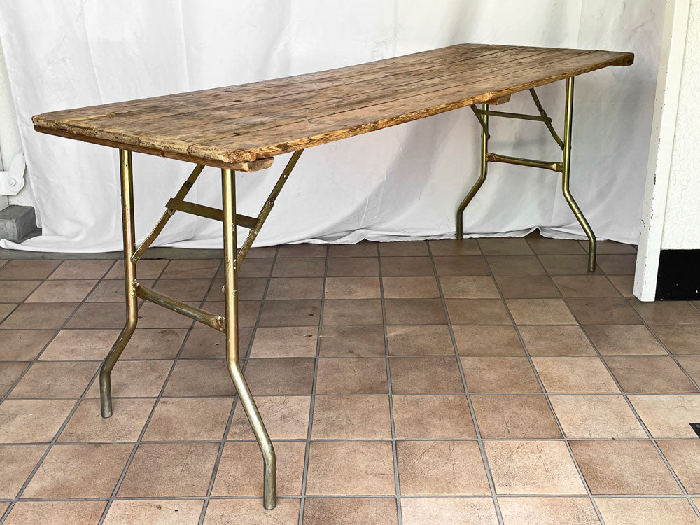 ビンテージ Vintage フォールディング ワークテーブル アトリエテーブル 古材 ウィッシュボーンレッグ インダストリアル  中古品 買い取りしました。