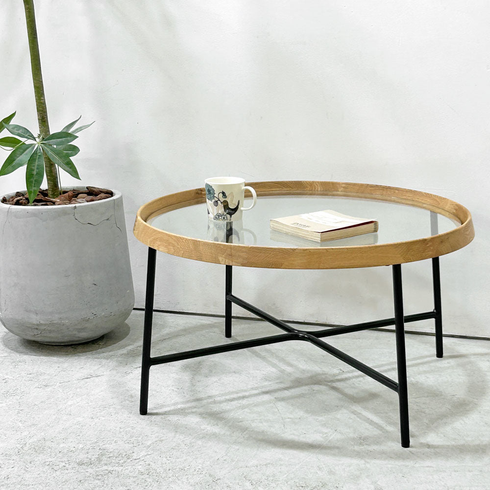 【祖師ヶ谷大蔵店】 ノーウェアライクホーム NOWHERE LIKE HOME ペンテ PENTE Φ70 ラウンド オークフレーム ガラス天板 定価￥79,200- 展示品 買取させていただきました。