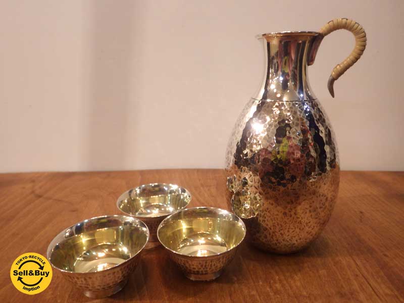 銀製 槌目酒器揃4点セット 徳利 猪口  中古品 買い取りしました。祖師ヶ谷大蔵店 出張買取もお任せ下さい。