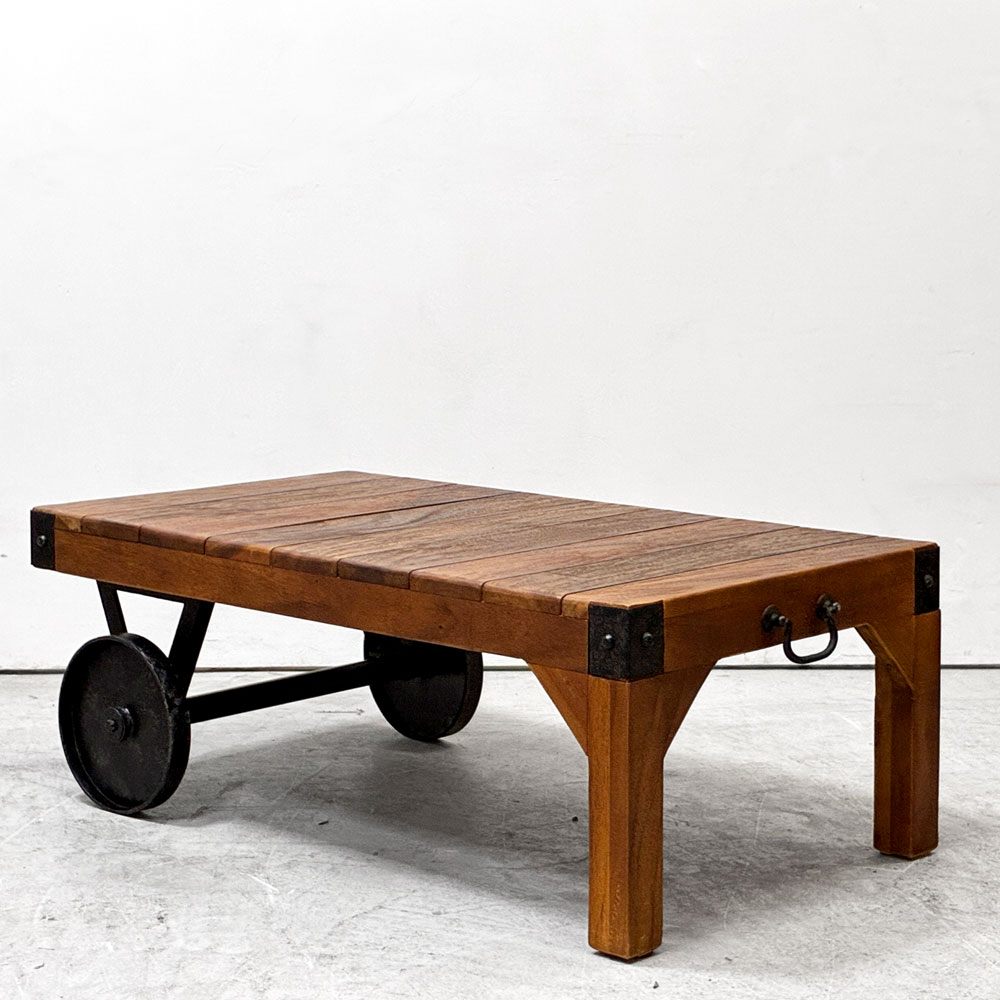 【祖師ヶ谷大蔵店】東谷 AZUMAYA トロリーテーブル Trolley Table Sサイズ コーヒーテーブル アイアン マホガニー材 ブラウン インダストリアルデザイン 買取させていただきました。