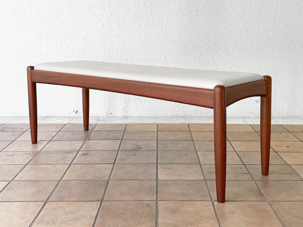 モダンデザイン Modern Design ウォールナット無垢材 ダイニングベンチ アイボリー W119cm 中古品 買い取りしました。