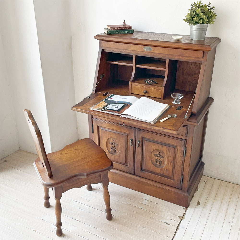 【下北沢店】えぞ民芸 蝦夷民芸 グレース GRACE ライティングビューロー＆ライティングチェア ナラ材 買取させていただきました。