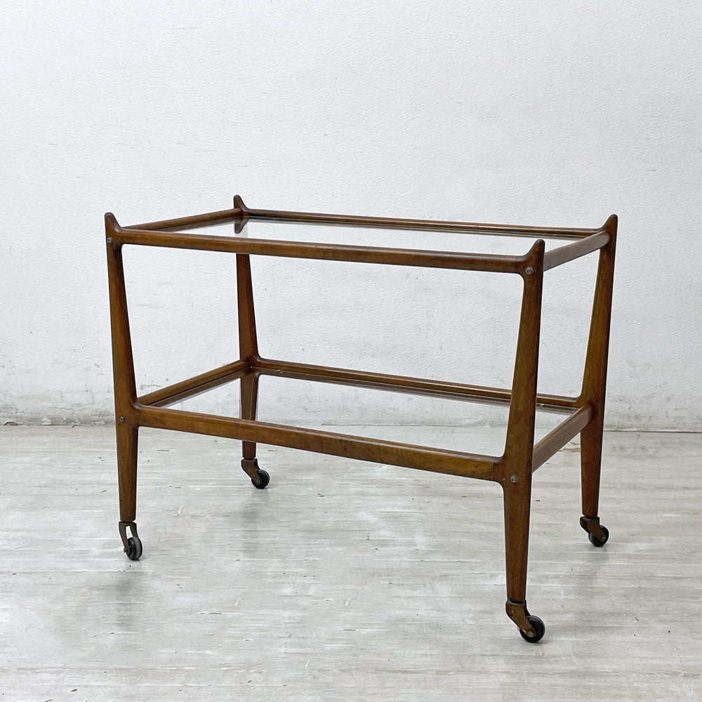 【祖師ヶ谷大蔵店】USビンテージ Vintage 木製 ガラス ワゴン 2段 キャスター キッチンワゴン サイドテーブル ディスプレイラック ミッドセンチュリー 買取させていただきました。