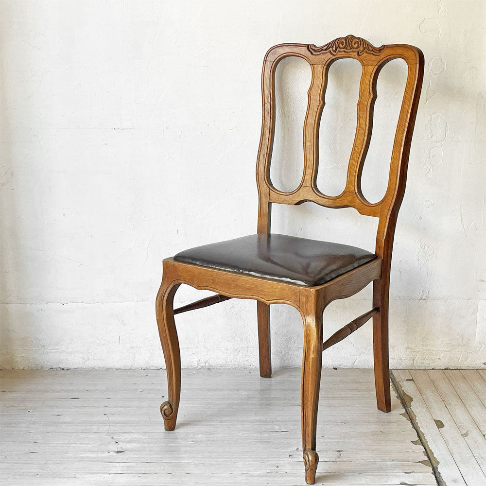 【下北沢店】フランスビンテージ french vintage ダイニングチェア オーク材 レザー ブラウン クラシカルデザイン 買取させていただきました。