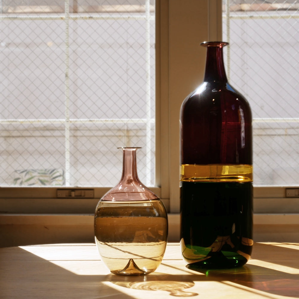 【祖師ヶ谷大蔵店】ベニーニ venini Bolleシリーズ フラワーベース ボトル RED & GREEN H42cm ＆ PINK & GRAY H22cm タピオ・ヴィルカラ Tapio Wirkkala 買取させていただきました。